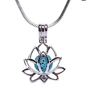 Scoria Aromatherapy Lotus Pendant Necklace